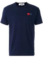 Comme Des Garçons Play Embroidered Logo T-shirt, Men's, Size: Medium, Blue, Cotton