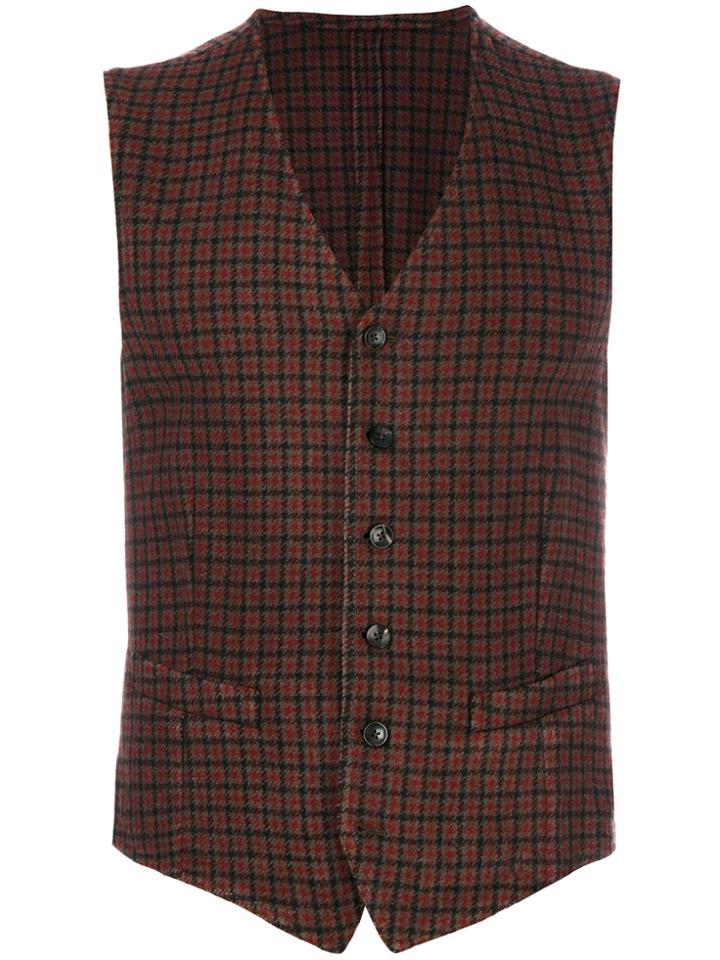 Lardini Checked Waistcoat - Red