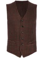 Lardini Checked Waistcoat - Red