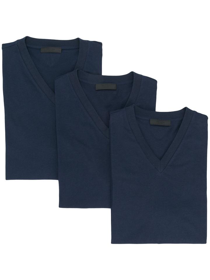 Prada Triple Pack V-neck T-shirts - Blue