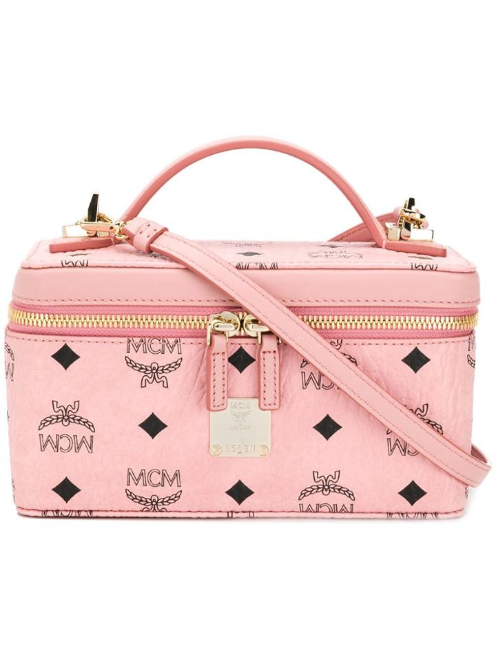 Mcm Logo Print Makeup Case - Pink