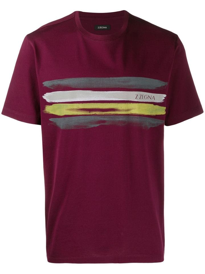 Z Zegna Striped Detail T-shirt - Purple