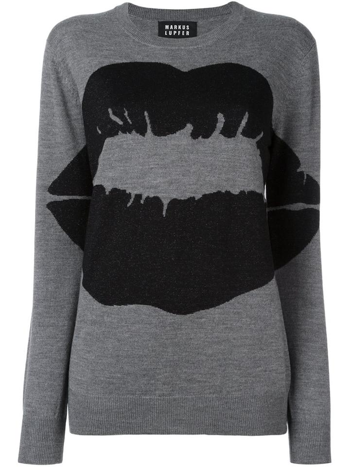 Markus Lupfer 'kiss' Print Pullover, Women's, Size: Xs, Grey, Wool/metallic Fibre