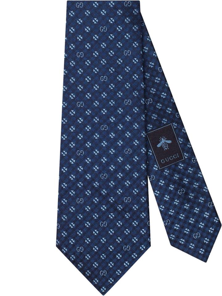 Gucci Shamrock Detail Tie - Blue