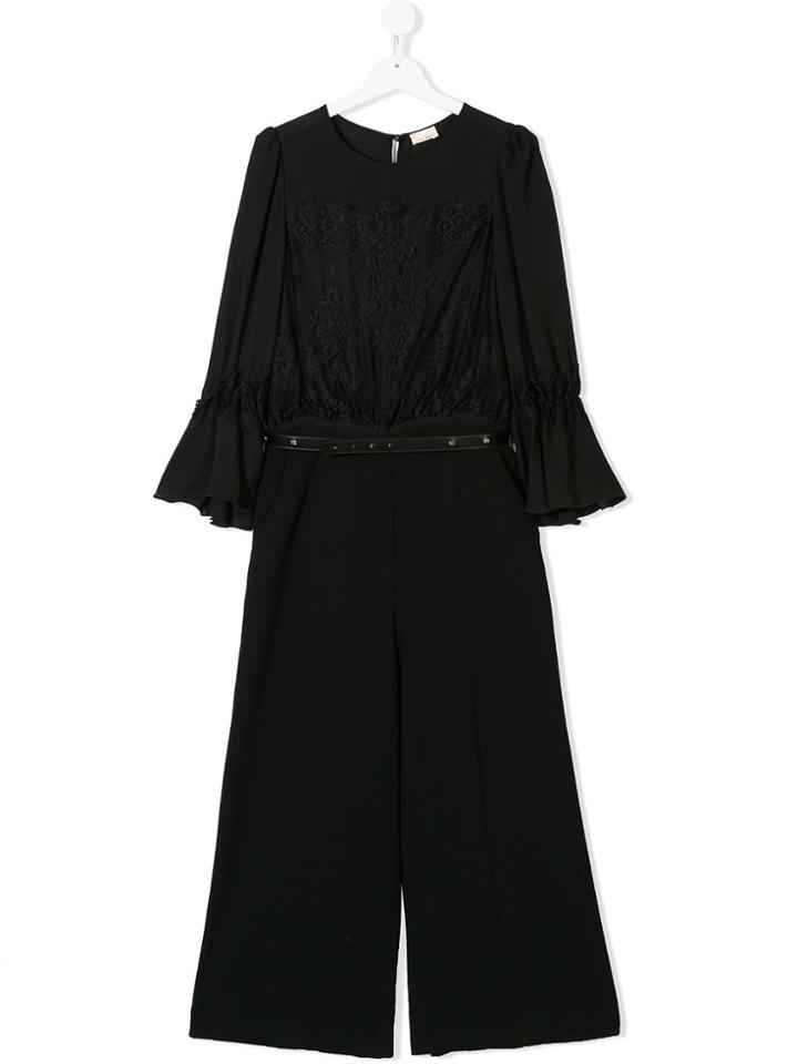 Elisabetta Franchi La Mia Bambina Lace Detail Jumpsuit - Black
