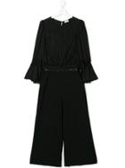 Elisabetta Franchi La Mia Bambina Lace Detail Jumpsuit - Black
