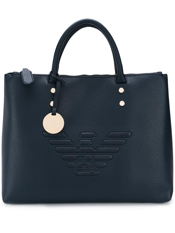 Emporio Armani Embossed Logo Tote - Blue