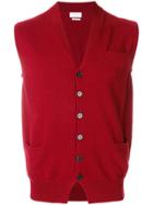 Ballantyne V-neck Knitted Gilet - Red