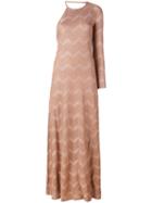 M Missoni - Long Jersey Dress - Women - Silk/cotton/polyamide/metallic Fibre - S, Nude/neutrals, Silk/cotton/polyamide/metallic Fibre