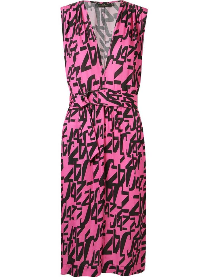 Andrea Marques Midi V-neck Printed Dress, Women's, Size: 40, Pink/purple, Viscose