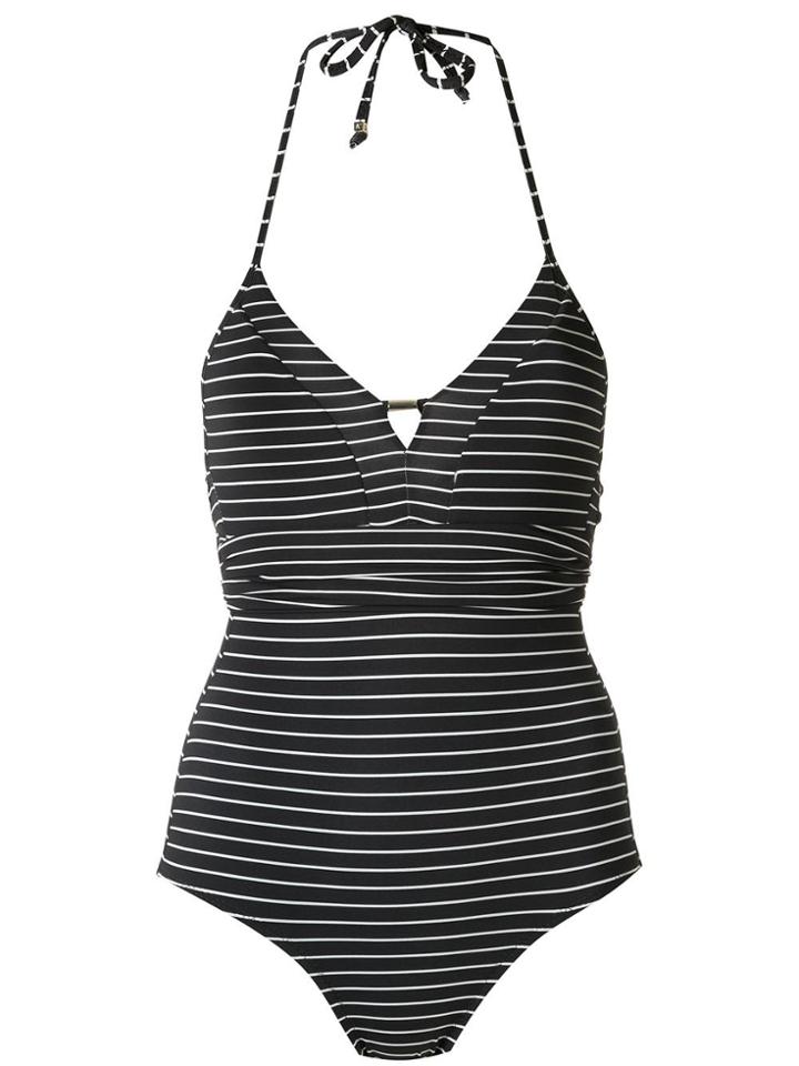 Amir Slama Striped Swimsuit - Black