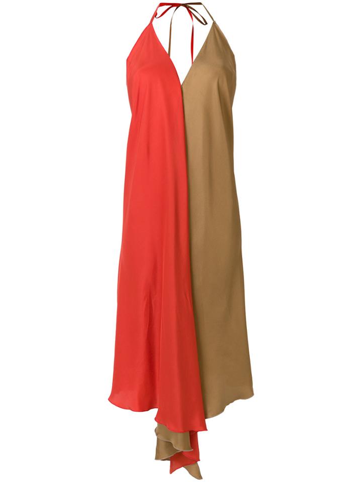 Danielapi V-neck Two-tone Dress - Brown