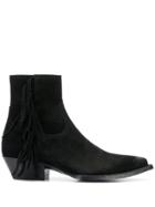 Saint Laurent Lukas Fringed Boots - Black