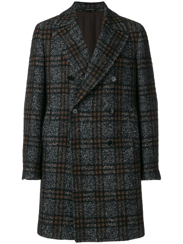 Tagliatore Checked Double Breasted Coat - Brown