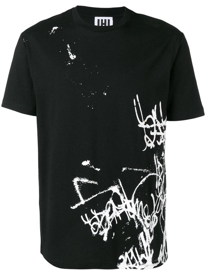 Les Hommes Urban Graffiti Print T-shirt - Black