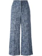 Sonia Rykiel Wide-leg Tweed Trousers, Women's, Size: 38, Blue, Cotton/linen/flax/acrylic/silk