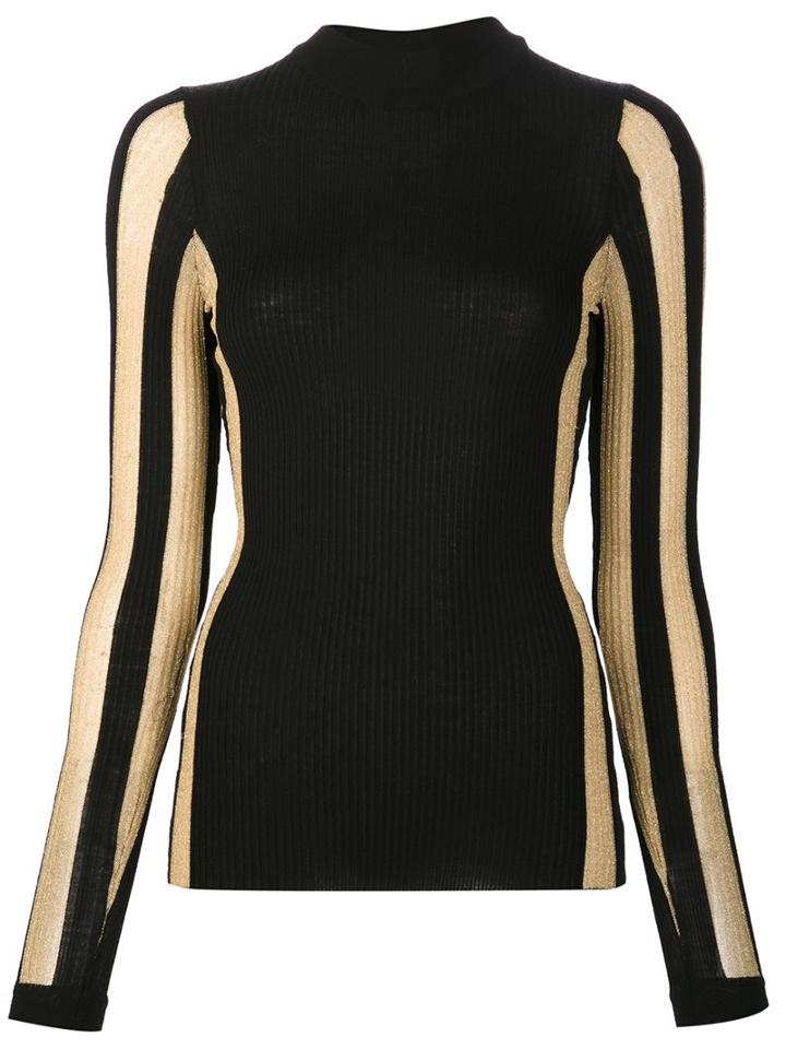 By. Bonnie Young Striped Panel Jumper, Women's, Size: Medium, Black, Polyethylene/merino/polyimide