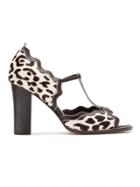 Sarah Chofakian Animal Print Sandals - White