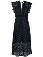 Sandro Paris Lace Cap-sleeve Midi Dress - 44 Marine