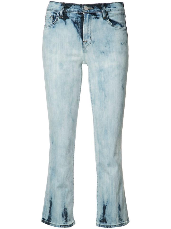 J Brand Flared Cropped Jeans, Size: 27, Blue, Acetate/cotton/polyurethane