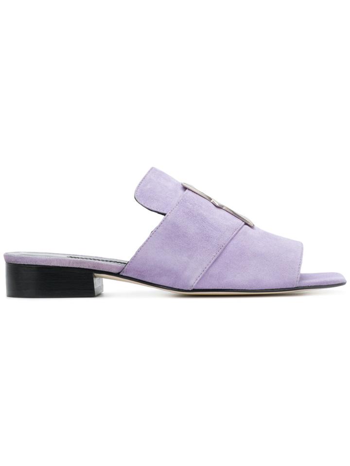 Dorateymur Open-toe Buckled Mules - Pink & Purple