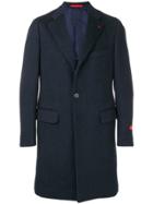 Isaia Single Breasted Midi Coat - Blue