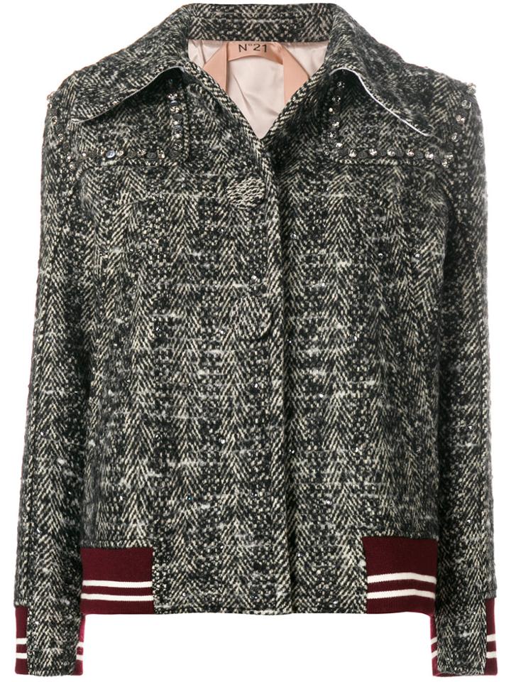 No21 Embellished Chevron Jacket - Black