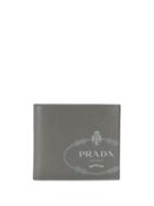 Prada Logo Print Bifold Wallet - Grey