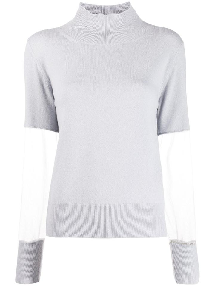Fabiana Filippi Sheer Sleeve Jumper - Grey