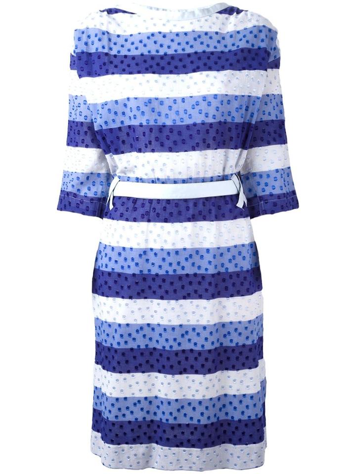 Courrèges Vintage Tonal Stripe Dress - Blue