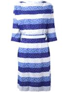 Courrèges Vintage Tonal Stripe Dress - Blue
