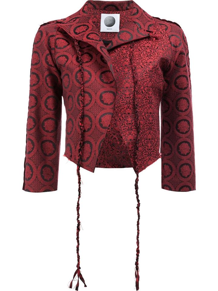 Aganovich Allover Print Cropped Jacket - Red