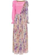 Ronald Van Der Kemp Polka-dot Floral Patchwork Gown - Pink