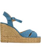 Castañer Blaudell Wedge Espadrilles, Women's, Size: 41, Blue, Cotton/leather/raffia