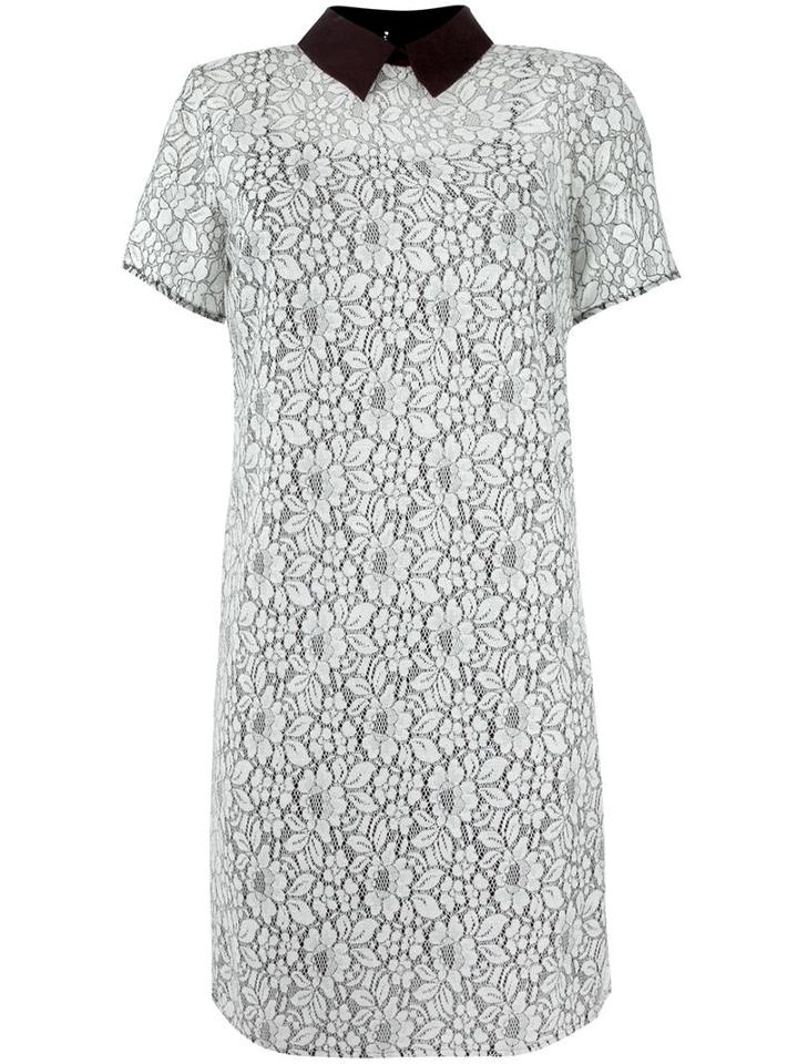 Michael Michael Kors Floral Lace Collared Dress, Women's, Size: 8, White, Nylon/viscose/polyester/cotton