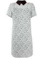 Michael Michael Kors Floral Lace Collared Dress, Women's, Size: 8, White, Nylon/viscose/polyester/cotton