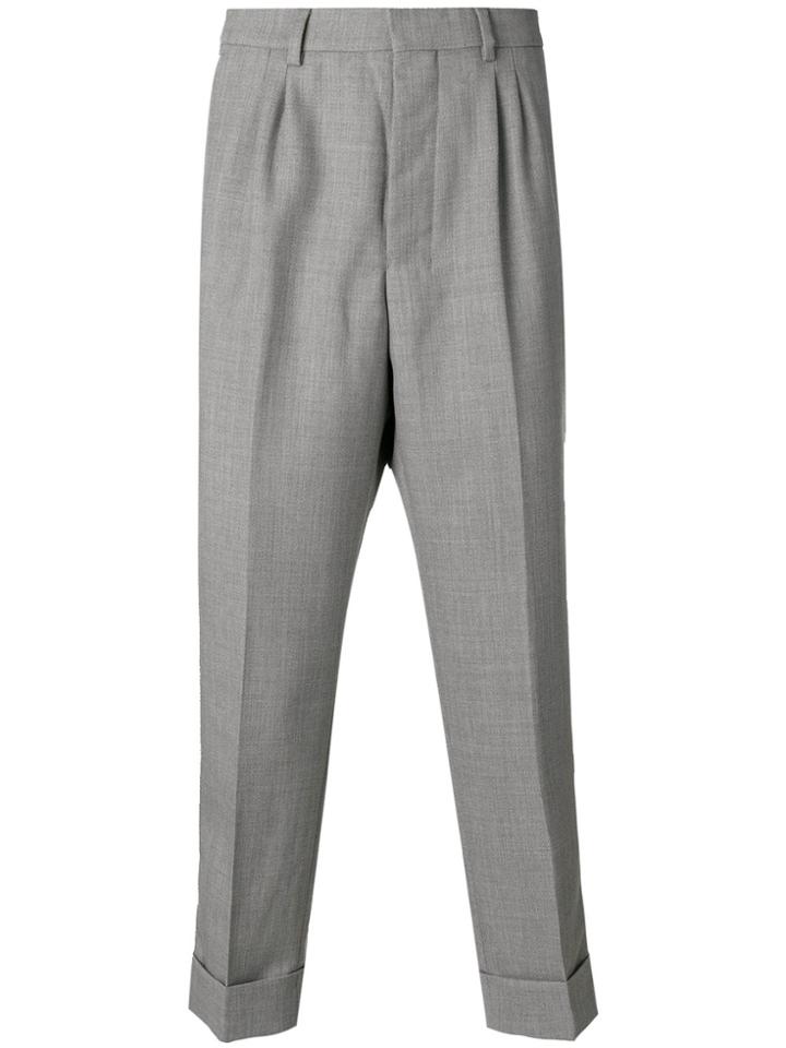 Ami Alexandre Mattiussi Pleated Carrot Fit Trousers - Grey