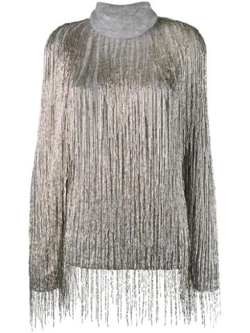 Valentino Beaded Fringe Oversized Jumper, Women's, Size: Small, Grey, Mohair/wool/polyamide/sequin