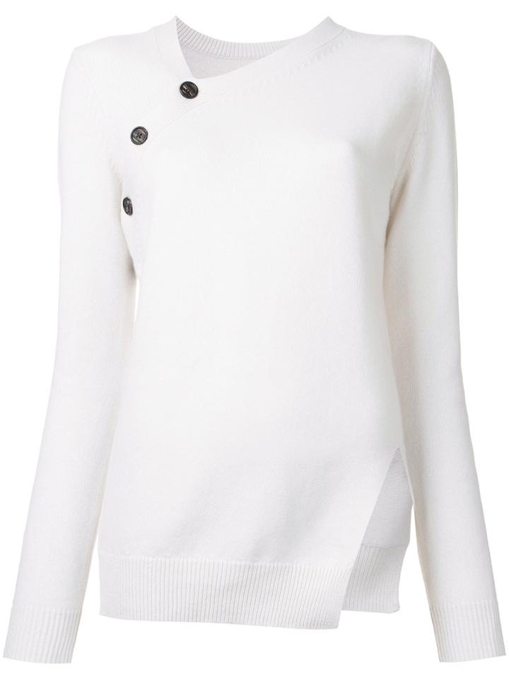 Proenza Schouler Asymmetrical Knitted Sweater, Women's, Size: Small, White, Cotton/cashmere