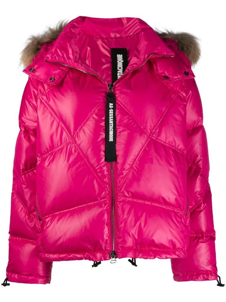 As65 Fur Hooded Jacket - Pink