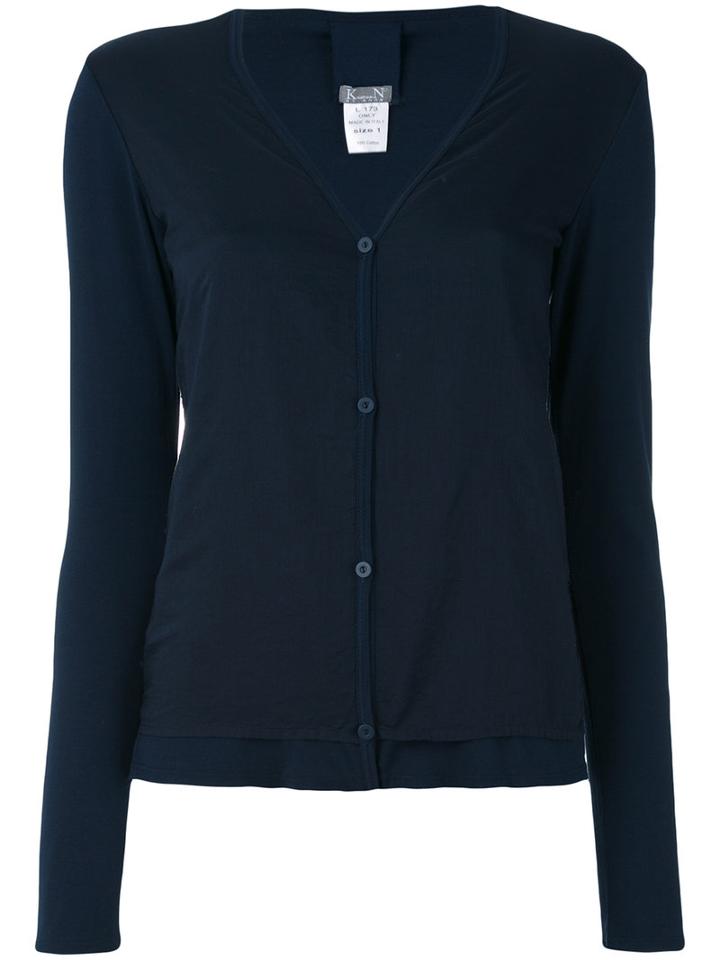 V-neck Knitted Cardigan - Women - Cotton - 1, Blue, Cotton, Kristensen Du Nord