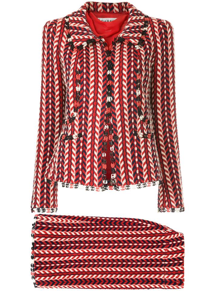 Chanel Vintage Mademoiselle Skirt Suit - Red