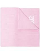 Versace Logo Embroidered Wool Scarf - Pink