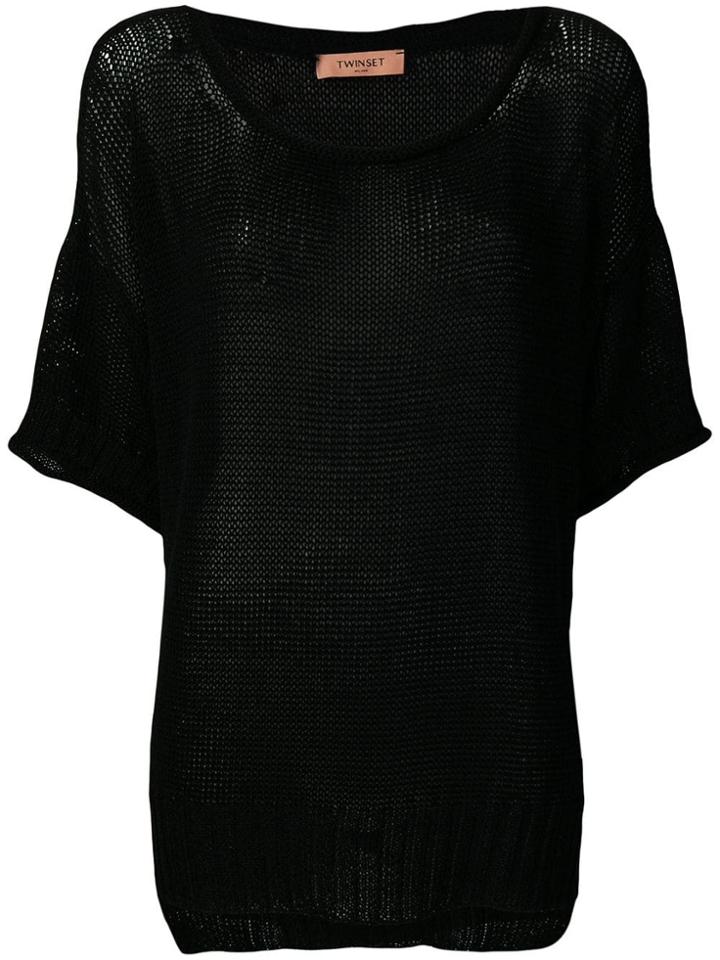 Twin-set Slouchy Half-sleeve Sweater - Black