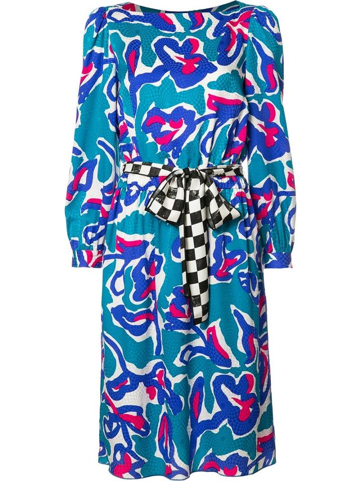 Marc Jacobs Squiggle Jacquard Midi Dress, Women's, Size: 6, Blue, Silk