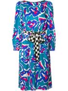 Marc Jacobs Squiggle Jacquard Midi Dress, Women's, Size: 6, Blue, Silk