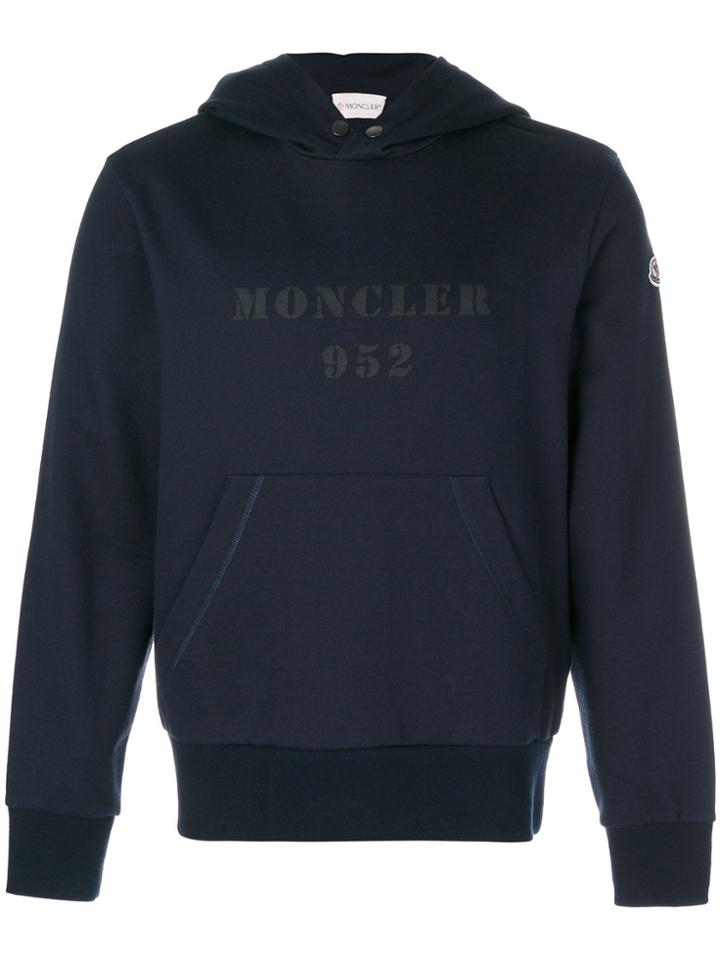 Moncler Logo Print Hoodie - Blue