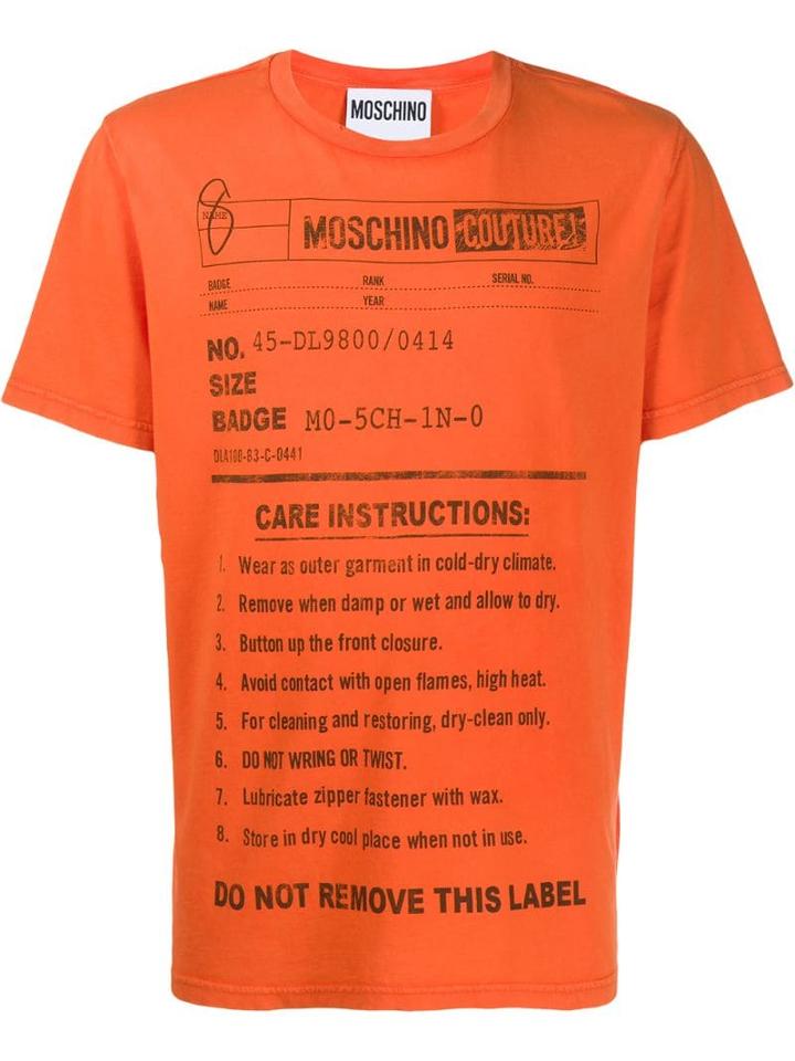 Moschino Care Label Print T-shirt - Orange
