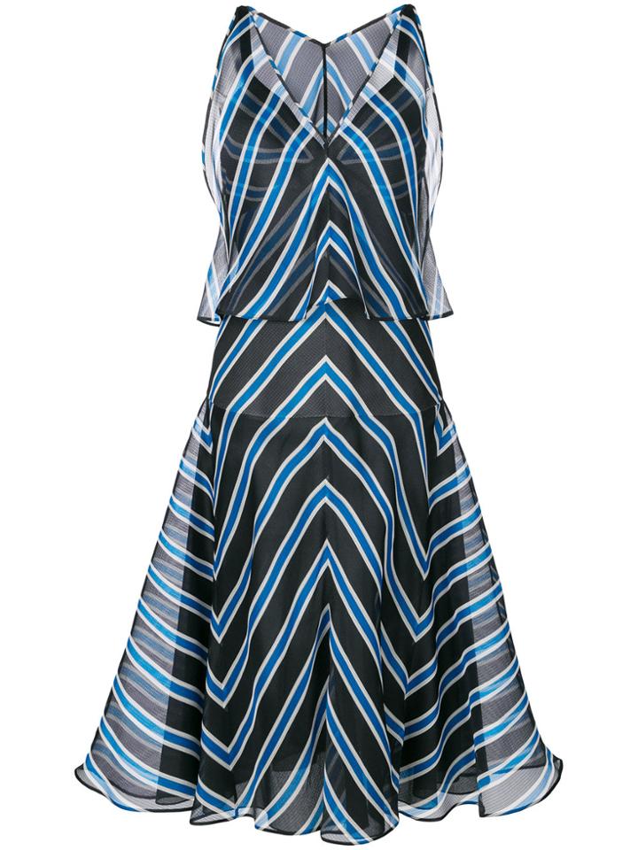 Fendi Striped Flared Dress - Blue