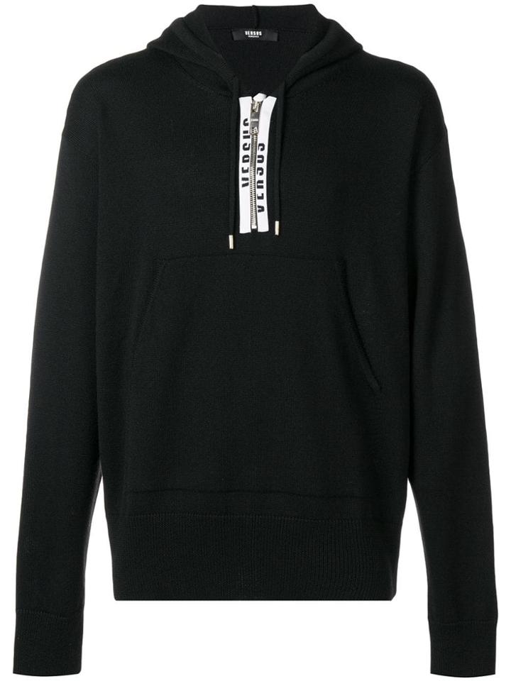 Versus Front Zipped Hoodie - Black